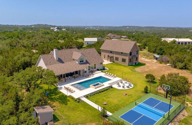 Luxury Estate with Views, Pool & Pickleball Near Austin's Top Venues