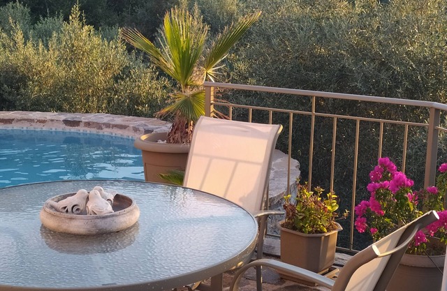LUXURY VILLA KASTANIA WITH PRIVATE POOL SURROUNDED BY TREES, FLOWERS AND HERBS.