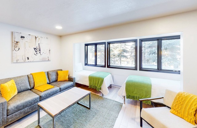 Modern condo with high-speed WiFi, wood-burning fireplace, & private W/D