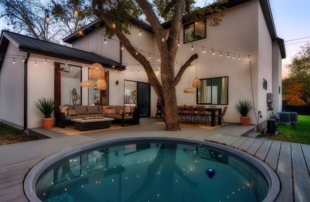 Modern Luxe South Lamar Retreat with Heated Pool, Game Room, and Outdoor Theater