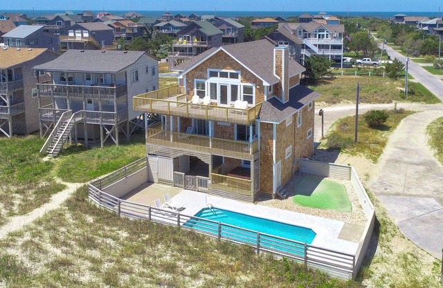 Oceanfront dog-friendly home with outdoor pool, hot tub, & multiple decks