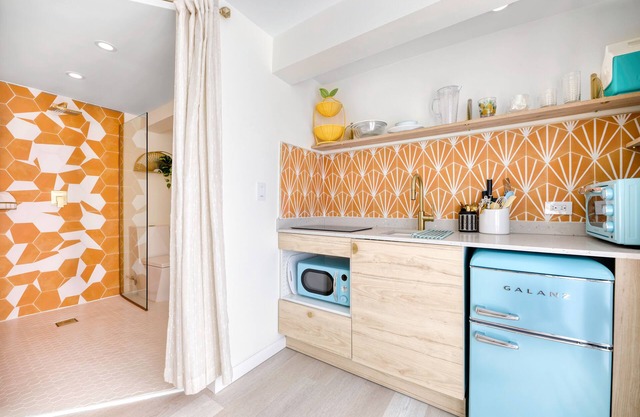 Our Monstera Studio is a studio apartment with a private entrance located on the ground floor.
