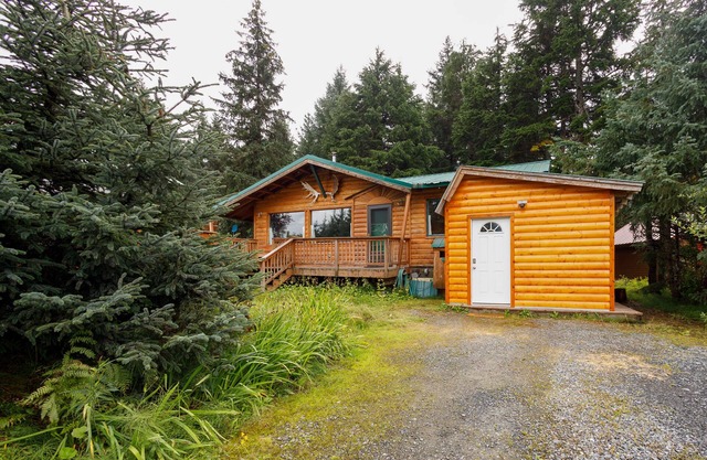 Peaceful dog-friendly cabin with hot tub, woodstove, W/D & WiFi - mountain views