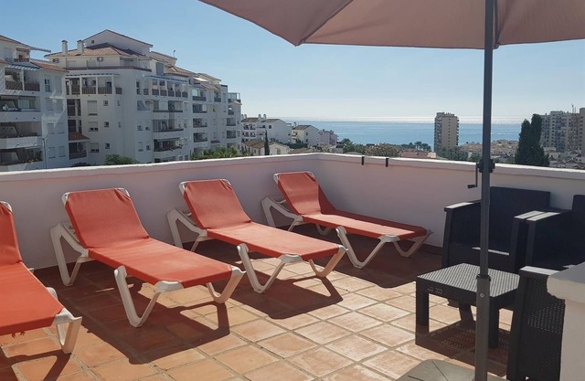 "Penthouse apartment at Pueblo Evita" with Sea & Mountain View, Outdoor Pool, Terrace, A/C & Wi-Fi