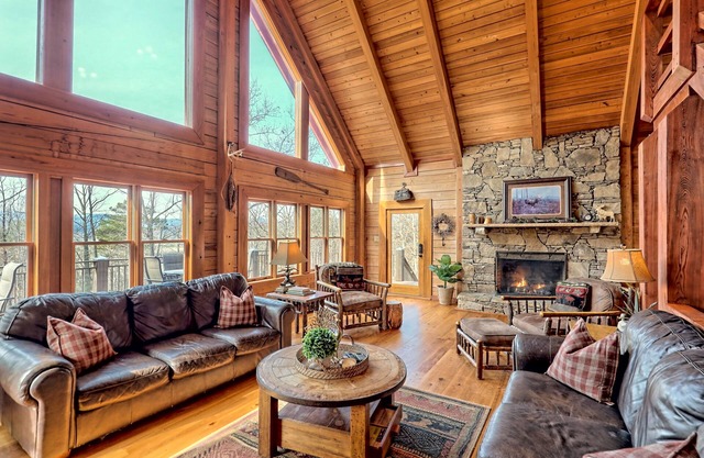 Secluded Mountain Lodge & Waterfront Cabin w/King Beds, Firepit, Game Room.