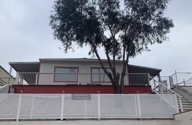 Sits across the street from waterfront and up on a hillside with river view.