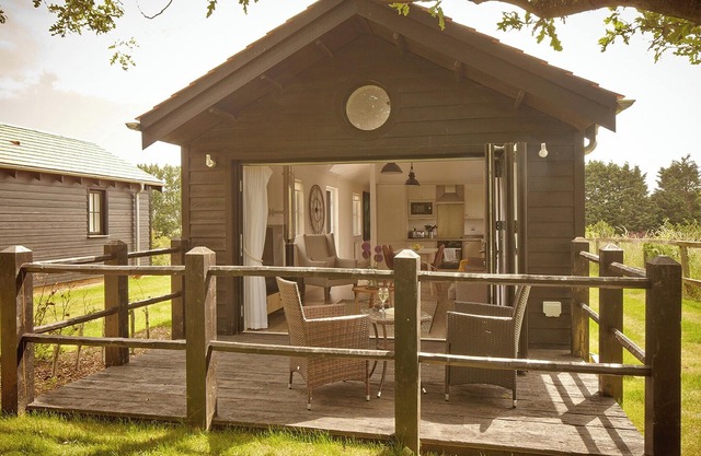 Situated around the lake.