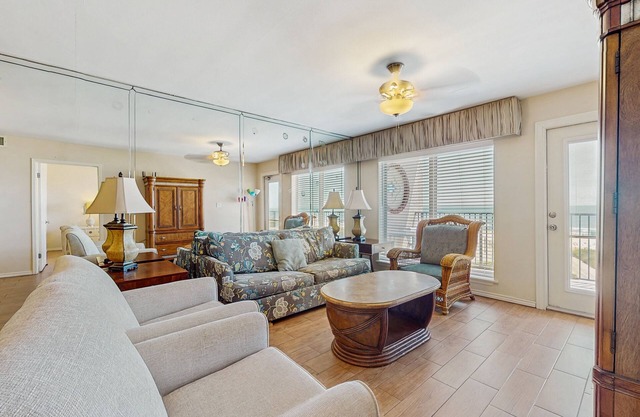 Spacious, waterfront condo with on-site pool, hot tub, & tennis