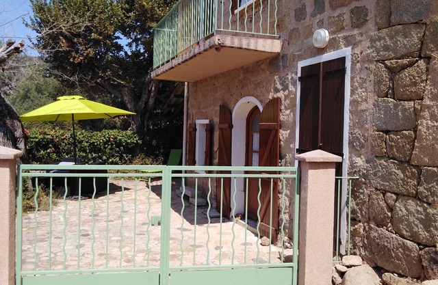 Stone house in a typical village, sea view,