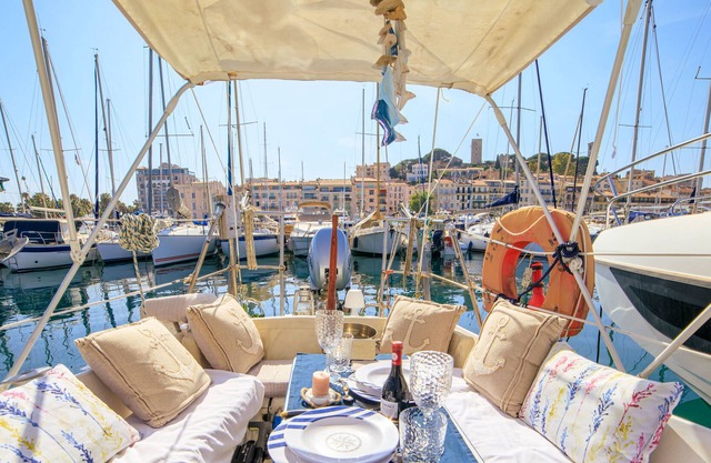 Superb boat in the old port of Cannes near the city center and the beaches