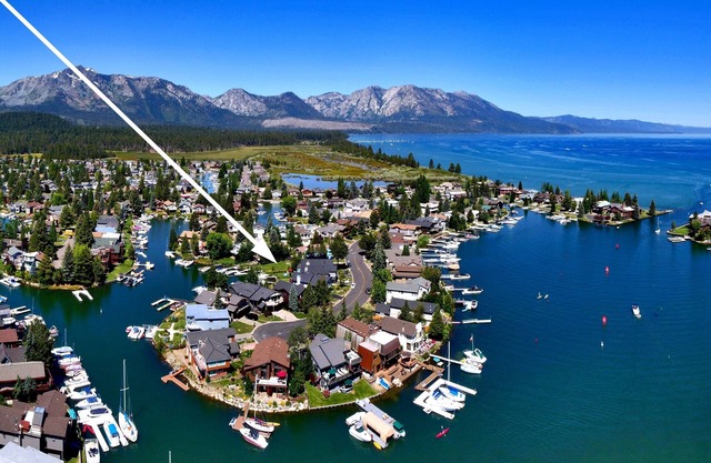 Tahoe Keys Breeze - 30+ day Rentals! On Water w/ Boat Dock, Fun Room, Hot Tub