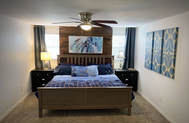 The Launch Pad with a pool! King bed and private backyard