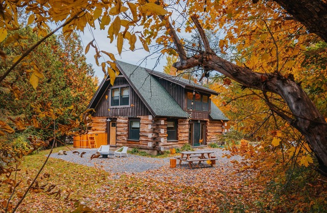 The Log Cabin at Warner's Camp: Hot Tub, Sauna & Swimming Hole