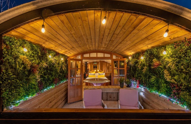 This Shepherd Hut is the ultimate couples retreat with roll top copper bath tub