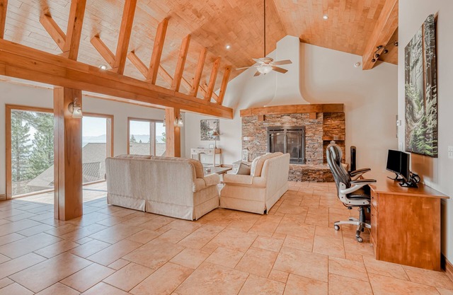 Two-story lakeview villa with two kitchens, patio, firepit, & multi-level deck