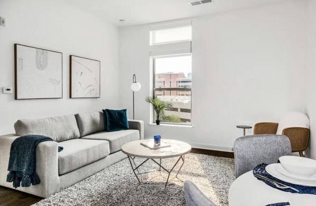 "Tysons' Blue-Gray Haven Stylish 2BR with Amenities + Huddle Rooms + Pool/Gym