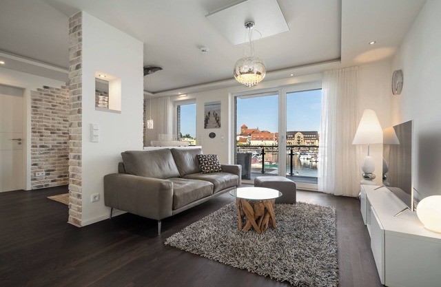 Vacation apartment with water view on the 1st floor of the Hafenresidenz Waren