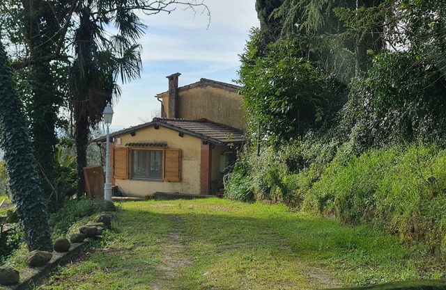 Villa among the tuscany hills, surrounded by greenery
