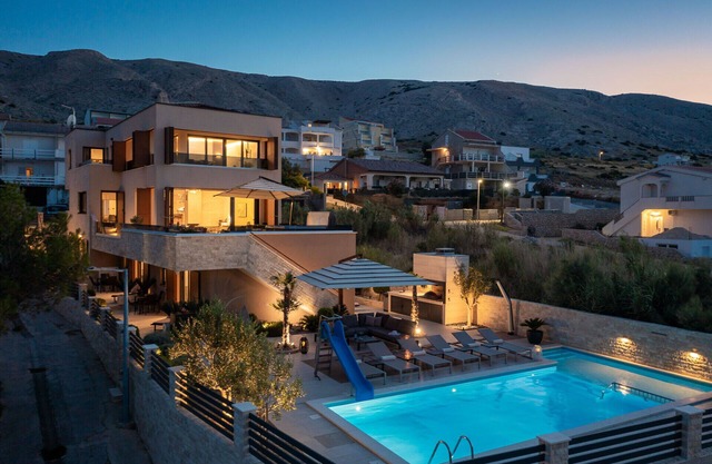 Villa Emma on Island Pag for 14 persons with sea view, wellness & pool heating