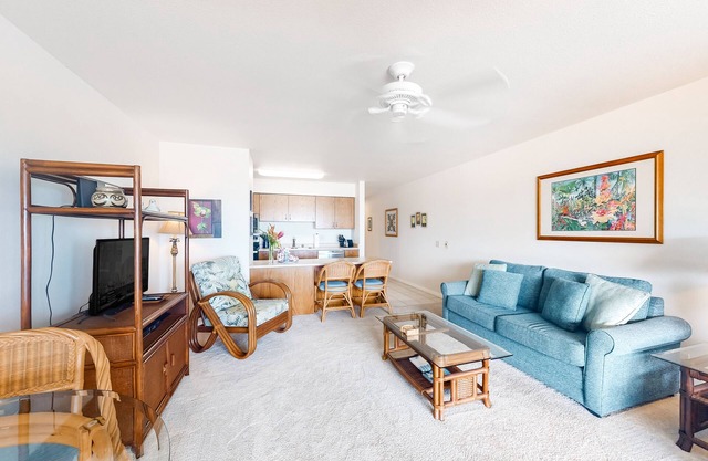 Wailua Bay View condo near surf & sand with pool, ocean views & W/D