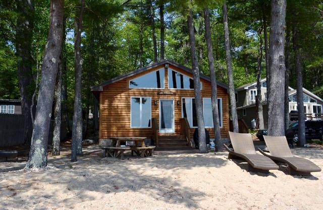 Waterfront cabin with private Sebago Lake Beach