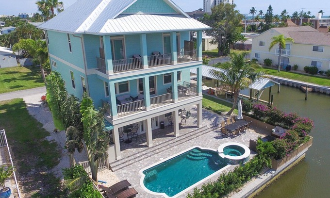 South Island House | 135 Island Escape: 5BR Home w/Pool, Spa, & Dock!