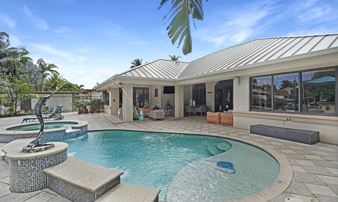 Riverside Park House | 144' New River Dock DT! Sailfish Pool, Hot Tub, Pontoon & Fire Lounge Luxury!