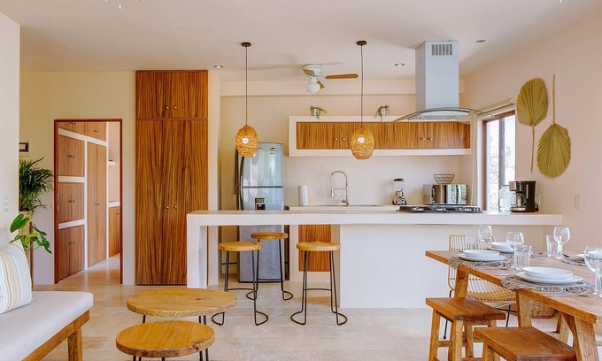 Costa Apartment | 2 Private Outdoor Lounge Patios | 2 Cenotes Onsite