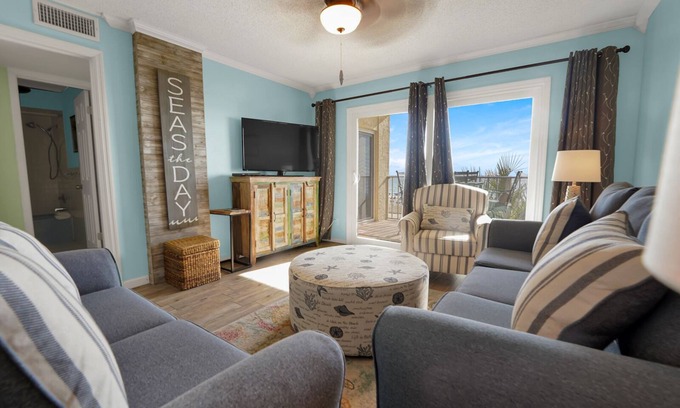 Biltmore Beach Condo | 2bd/2ba Condo Ocean views from every room walk in shower FREE BEACH CHAIRS