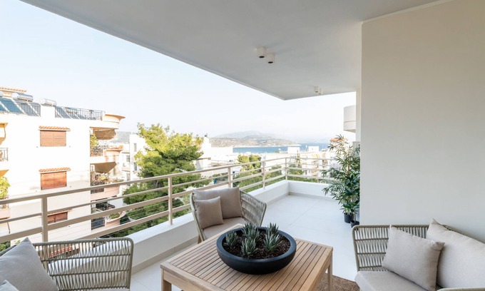 Varkiza Apartment | 2BD Boho Sea View Apartment by The Olon