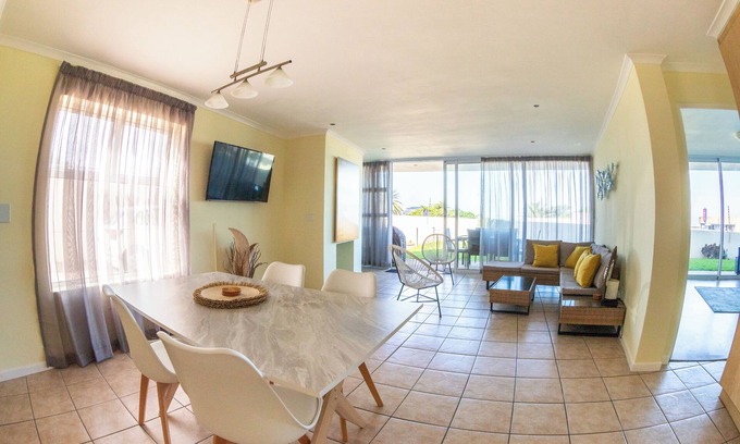 Jeffreys Bay Apartment | 350 metre from beach. 2-bedroom, 2-bathroom ground floor apt with patio & braai