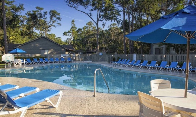 Hilton Head Resort | 3BR Home w/Screened Porch, Pool, Tennis, Kitchen, Bike Paths and Water Backdrop