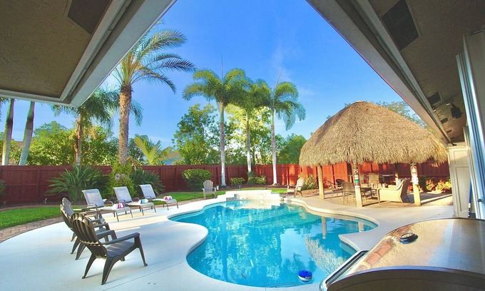 Port Saint Lucie House | 4 BR, Private Heated Saltwater POOL and Tiki Bar