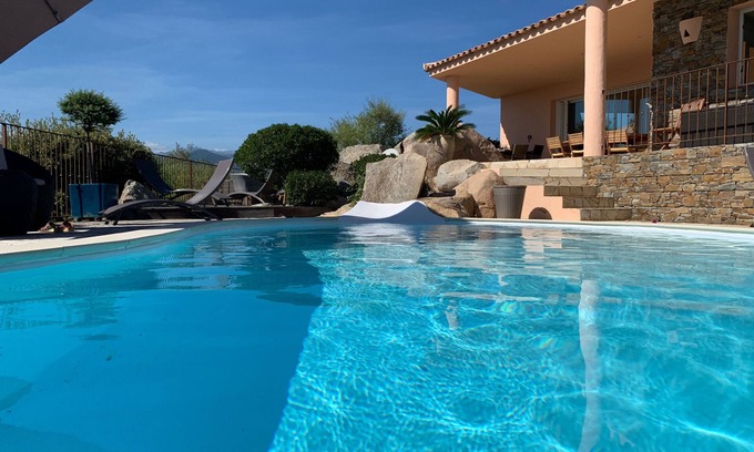 Pinarellu Villa | 400m from the beach, Large Villa with sea and mountain views, heated pool