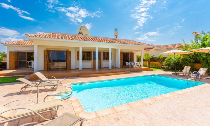 Polis Villa | Achilles Beach Villa: Large Private Pool, Walk to Beach, Sea Views, A/C, WiFi, Car Not Required - 2050