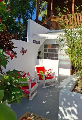 Caye Caulker Apartment | Amanda's Place Green Studio - pool and tropical garden