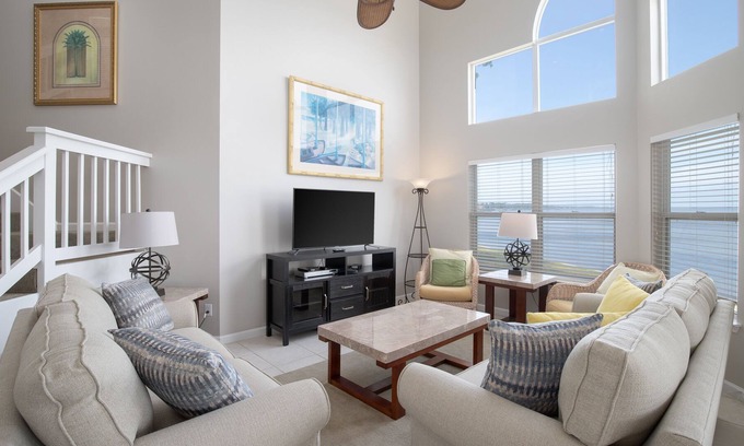 Miramar Beach Condo | Amazing Marina and Bayfront Views! Coastal Decor, Walk to Pool, Tram to BEACH