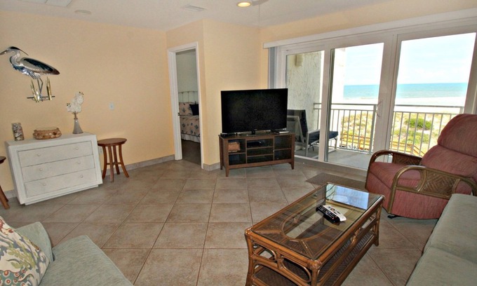 Crescent Beach Apartment | Amazing Ocean Views from this 3rd Floor unit! With a Pool, Beach Boardwalk, Boat