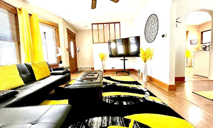 Cleveland House | Amber Hearth: Bright Family 3BR Upper Home | Laundry, Porch & Parking Garage 6 Min to Downtown