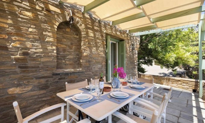 Steniai Villa | Andros 2 down ·Rock Coastal House with Sea Views