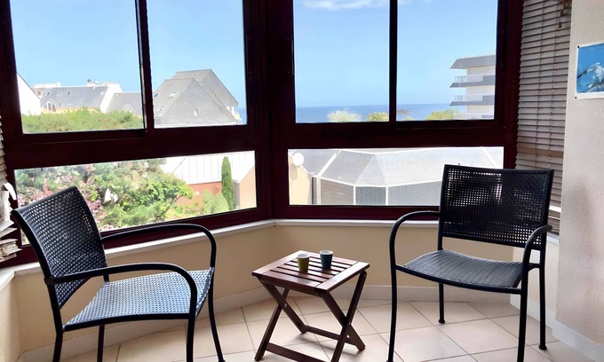 Perros-Guirec Apartment | Apartment 'Hortensia By Madame Est Servie' with Sea View, Balcony and Wi-Fi