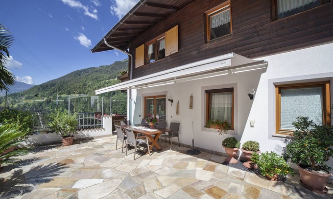 San Leonardo in Passiria Apartment | Apartment "Löwenzahn" with Mountain View, Pool, Wi-Fi, Balcony & Garden