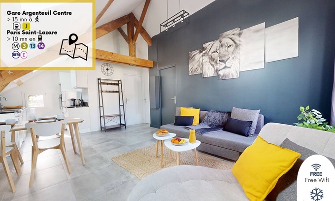 Argenteuil Apartment | Appart 4 sleeps-10 min from Paris-clim-wifi