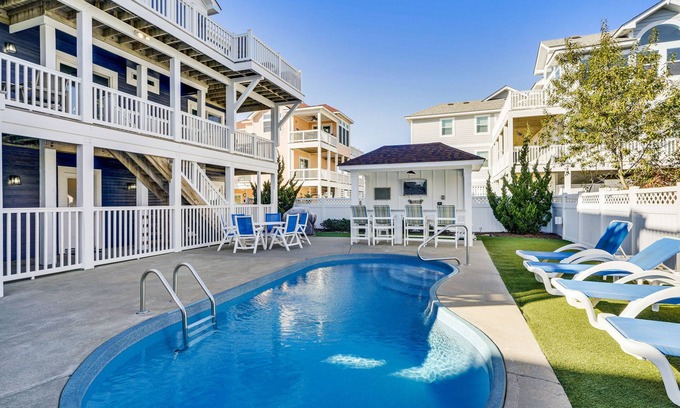 Currituck County House | Approx 500 ft to beach access, Private pool, Elevator, Pets