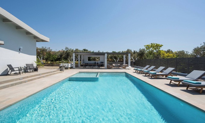 Daratsos Villa | Azatis Luxury Villa: 7-bedroom Villa with a Heated Pool, Hot Tub & Seaview
