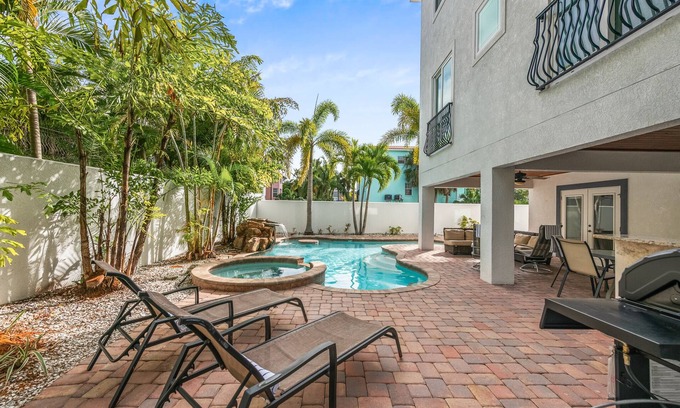 Holmes Beach House | Beach View Retreat! 5BR Home with Pool, Spa, Rooftop Deck and Walk to Beach