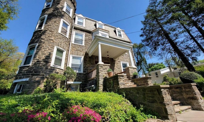 Elkins Park Apartment | Beautiful and unique apartment in a castle-shaped building with plenty of natural light and charm
