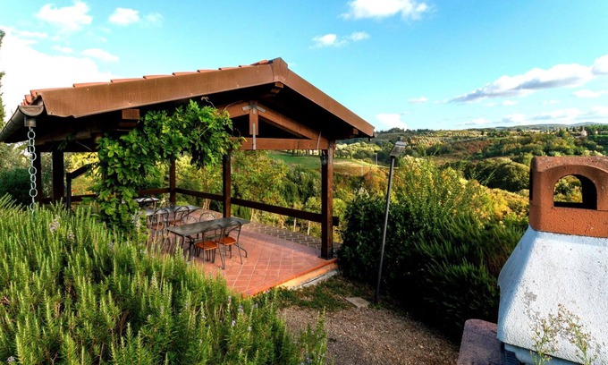 Sughera Apartment | Beautiful apartment with WIFI, pool, A/C, TV, terrace and panoramic view, close to San Gimignano