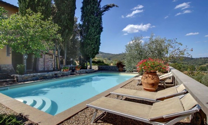 Ponte Agli Stolli Villa | Beautiful private villa with hot tub, WIFI, private pool, TV, balcony, close to Greve In Chianti