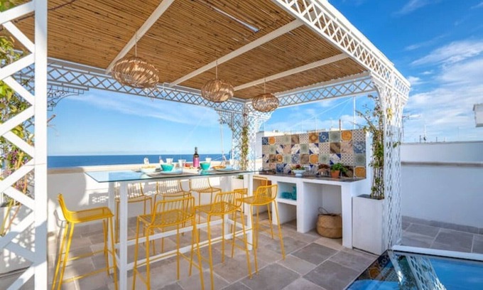 L'Assunta House | Beautiful spacious seaside palazzo. Terrace panoramic sea views & dipping pool.